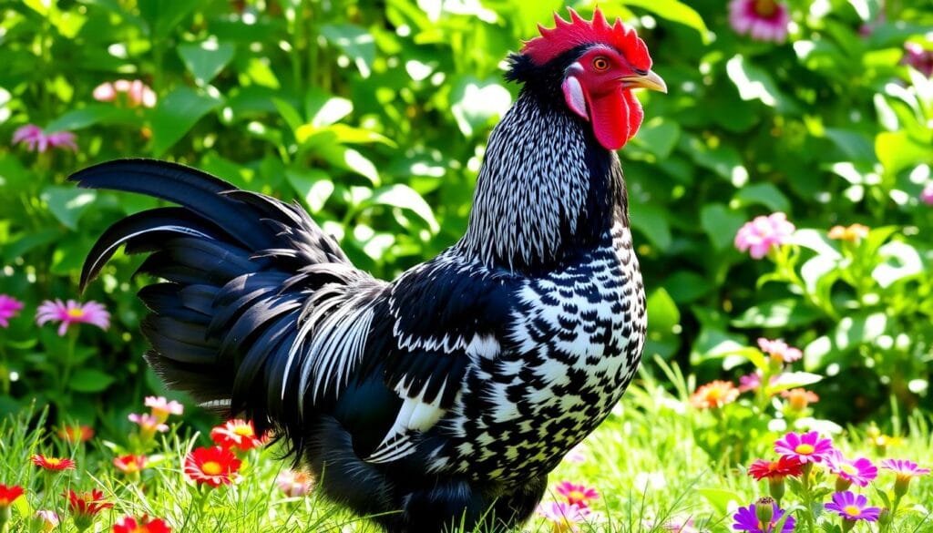 black and white hen black and white hen